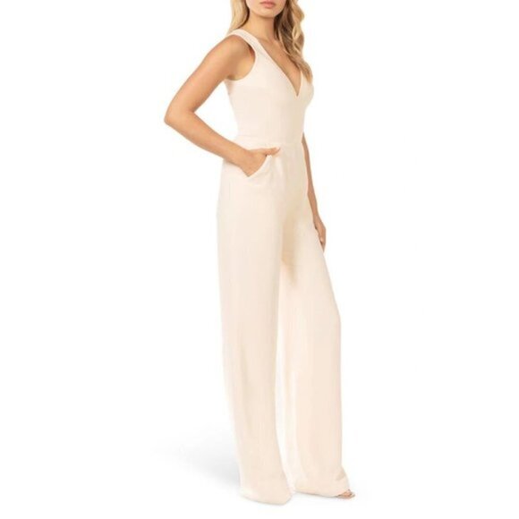 DRESS THE POPULATION Sandra Jumpsuit in Cream Size X-Large - Picture 2 of 13